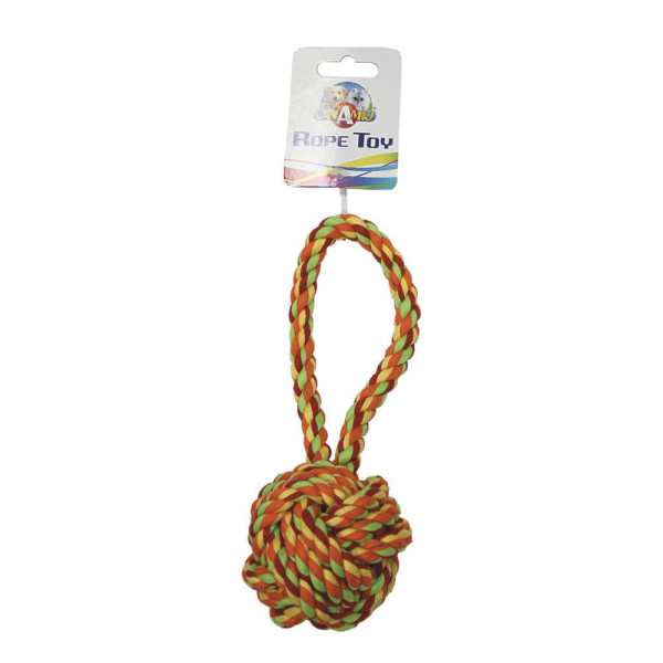 Іграшка для собак CROCI канат грейфер вузловий м'яч з ручкою, 23 см