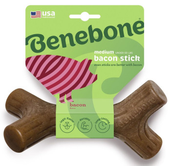 Жувальна іграшка Benebone Bacon Stick Medium кісточка зі смаком бекону для собак вагою до 27 кг, розмір M (812350)