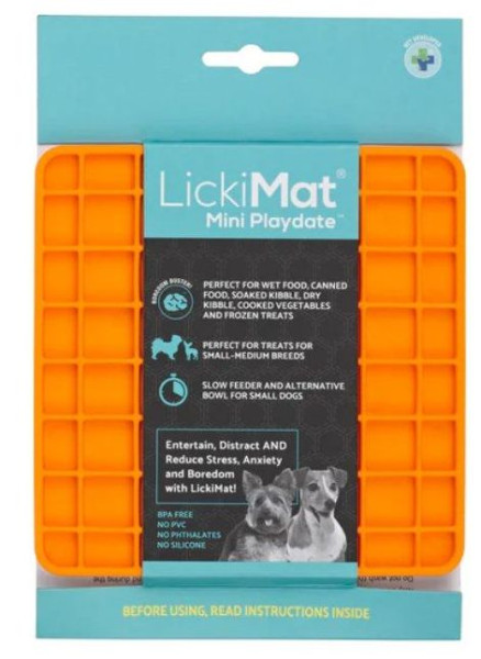 LickiMat Dog Mini Playdate Orange килимок для повільного годування маленьких собак та кішок, помаранчевий (LM9101OR-DR)