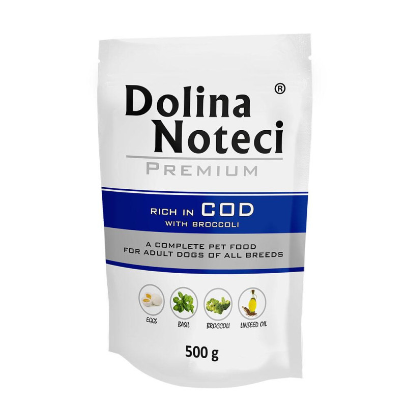 Пауч Dolina Noteci Premium для собак з тріскою та броколі, 500 гр