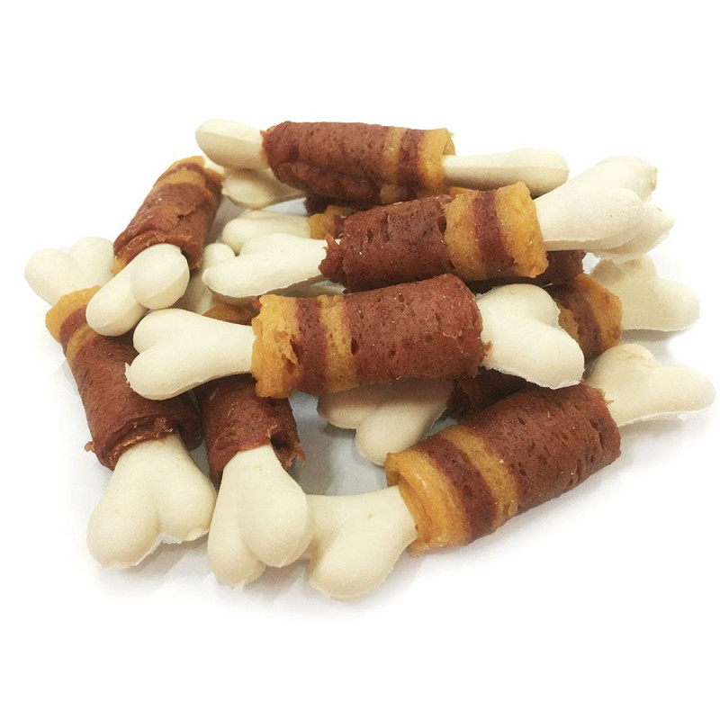 Ласощі "Селянські Смаколики" для собак,кальцієві кісточки з качкою та куркою, 7 см, 500г