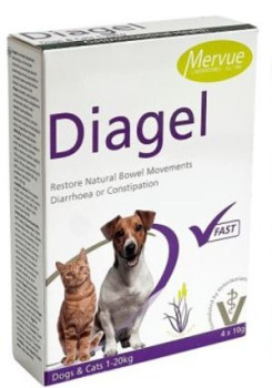 Діагель Mervue Diagel для відновлення природних випорожнень у собак і котів вагою до 20 кг, 4 х 10 гр, 4 пакетики (0210202306)