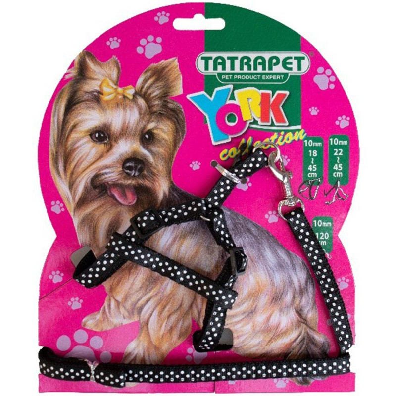 Набір шлея +повідець,нейлон York ,1х22-45/120см (чорний)