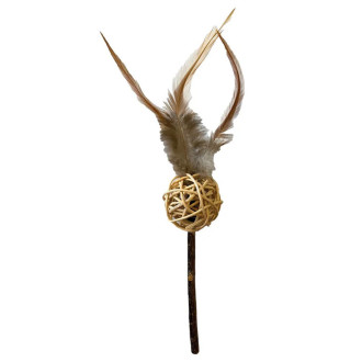 Іграшка для котів CROCI Паличка зі срібної лози з кулькою та пером - EUPHORIA WAND, 11 см