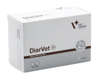 Діарвет DiarVet VetExpert (бентоніт, інулін, пектин, таніни) проти діареї у котів і собак дрібних порід, 30 капсул