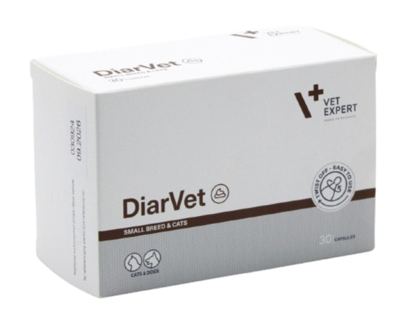 Діарвет DiarVet VetExpert (бентоніт, інулін, пектин, таніни) проти діареї у котів і собак дрібних порід, 30 капсул Діарвет DiarVet VetExpert (бентоніт, інулін, пектин, таніни) проти діареї у котів і собак дрібних порід, 30 капсул