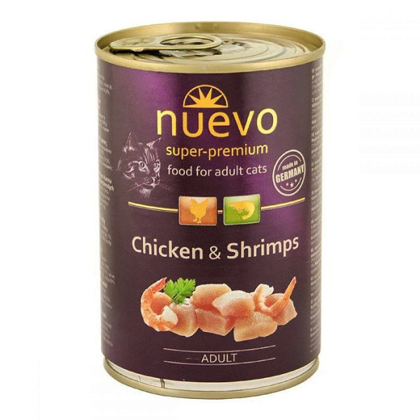 Нуево 400 гр Nuevo Cat Adult Chicken &amp; Shrimps вологий корм із куркою та креветками для котів (95108)