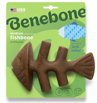 Жувальна іграшка Benebone Fishbone Salmon Medium рибна кістка зі смаком лосося для собак до 27 кг, розмір M (420300)