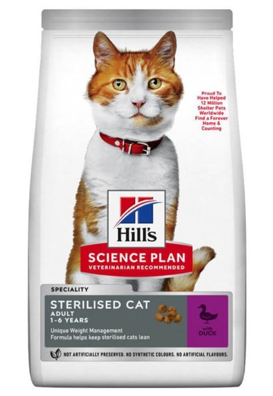 Хілс Hill SP Feline Adult Sterilised Cat Duck корм з качкою для стерилізованих кішок від 1 до 6 років, 300 гр (607276)