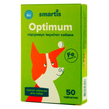 Смартіс Smartis Optimum вітамінна добавка із залізом для підвищення імунітету у собак, 50 таблеток (980953)