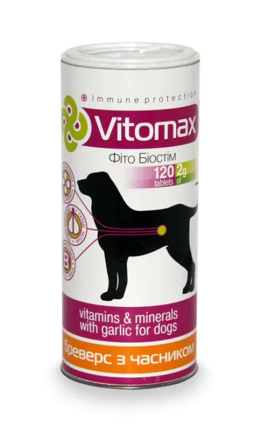 Вітомакс Бреверс з пивними дріжджами і часником Vitomax вітаміни для собак, 120 таблеток