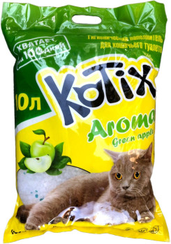 Котікс запах Зелене Яблуко Kotix Aroma Green Apple силікагелевий бактерицидний наповнювач для котячого туалету, об'єм 10 л