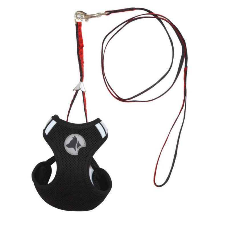 Набір CROCI HIKING PARURE, регульована шлея + поводок, чорний, нейлон, M 23-26cm / 35-41cm