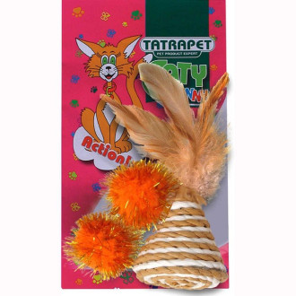 Іграшка для котів TETRAPET Caty funny набір 2 м'ячика+конус з пір'ям, 3,5-5см