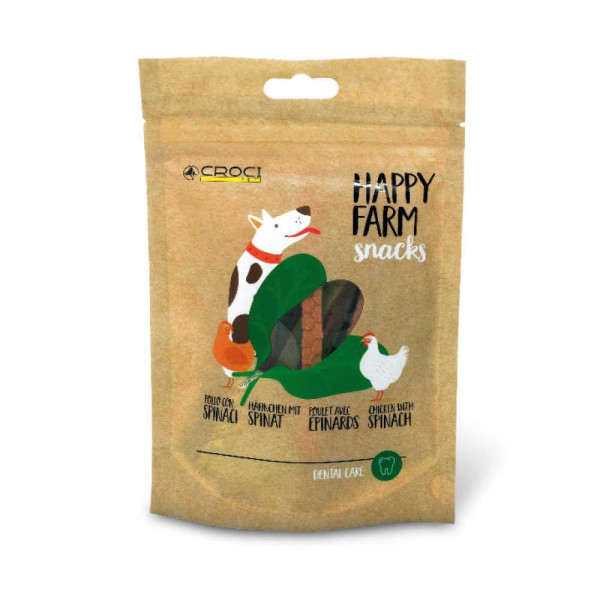 Ласощі CROCI м'ясні HAPPY FARM, курча зі шпинатом, 80 г