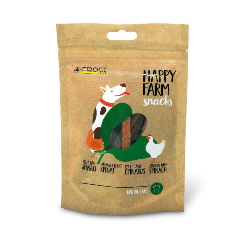 Ласощі CROCI м'ясні HAPPY FARM, курча зі шпинатом, 80 г