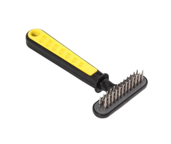 Гребінець-граблі ТМ "FOX" жовто-сині, маленькі дворядні, 16х7,5 см