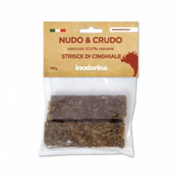 Inodorina Nudo &amp; Crudo Strisce Cinghiale монопротеїнові смужки з м'яса кабана - ласощі для собак, 100 гр (5200250001)