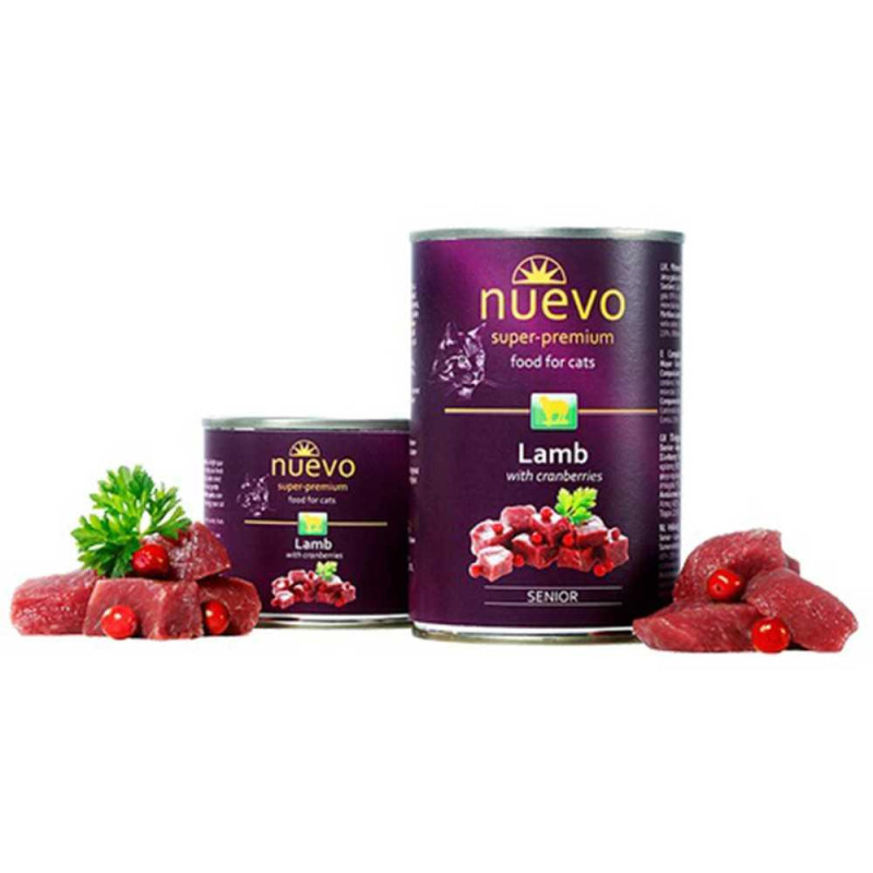 Корм конс. NUEVO SENIOR з ягням та журавлиною, для дорослих котів, 200г