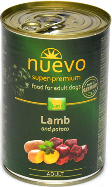 Нуево 400 гр Nuevo Dog Adult Lamb &amp; Potato вологий корм з ягням і картоплею для собак, упаковка 6 банок (95010)