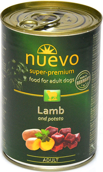 Нуево 400 гр Nuevo Dog Adult Lamb &amp; Potato вологий корм з ягням і картоплею для собак, упаковка 6 банок (95010)