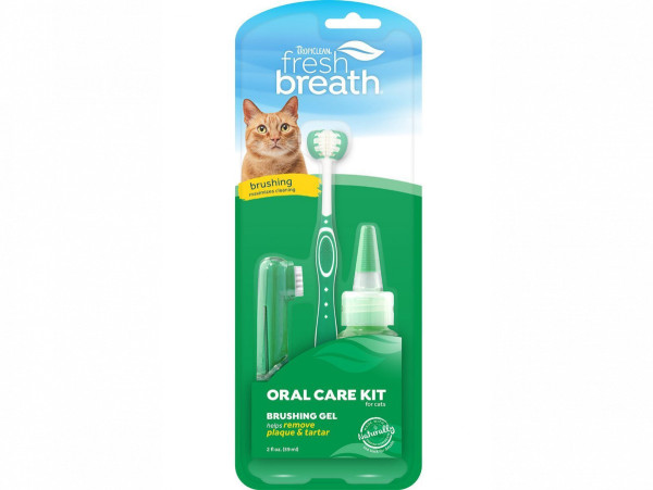 Набір Тропіклін Свіже Дихання Tropiclean Fresh Breath Oral Care Kit for Cat для кішок, гель 59 мл + 2 зубні щітки