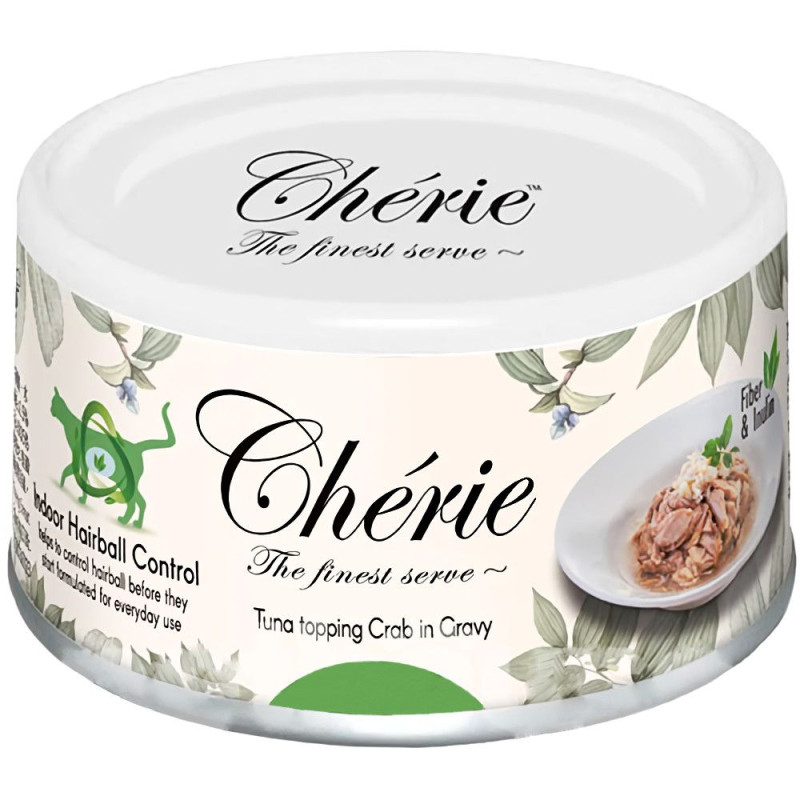 Cherie Hairball Control Tuna &amp; Crab тунець і краб у соусі, вологий корм для контролю грудок шерсті в шлунку котів, 80 гр (CHT17002)