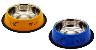 Миска з нержавіючої сталі,(синя/помаранч)  0,45л /14 см