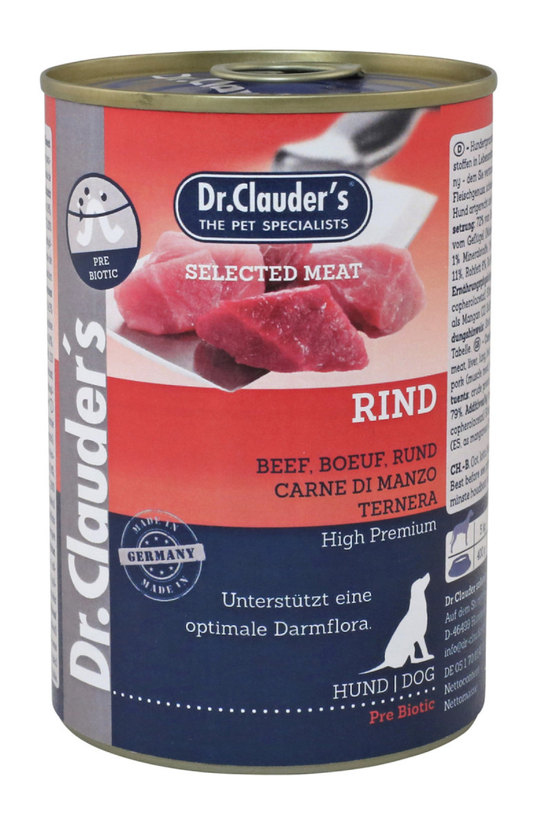 Dr. Clauder's Selected Meat Rind яловичина, птиця і свинина, консервований корм для дорослих собак, 400 гр