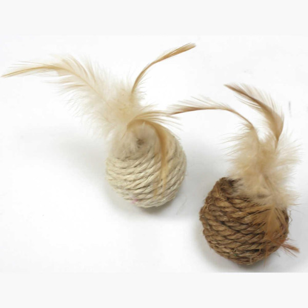 Іграшка для котів CROCI М'яч сезаль з пером, 4,2 см