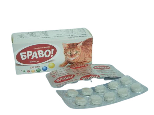 Браво вітаміни і мінерали для кішок, 60 таблеток