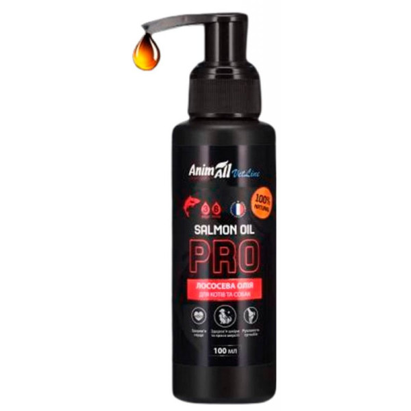 AnimAll VetLine Salmon Oil PRO лососеве масло з Омега-3 для котів і собак, 100 мл AnimAll VetLine Salmon Oil PRO лососеве масло з Омега-3 для котів і собак, 100 мл