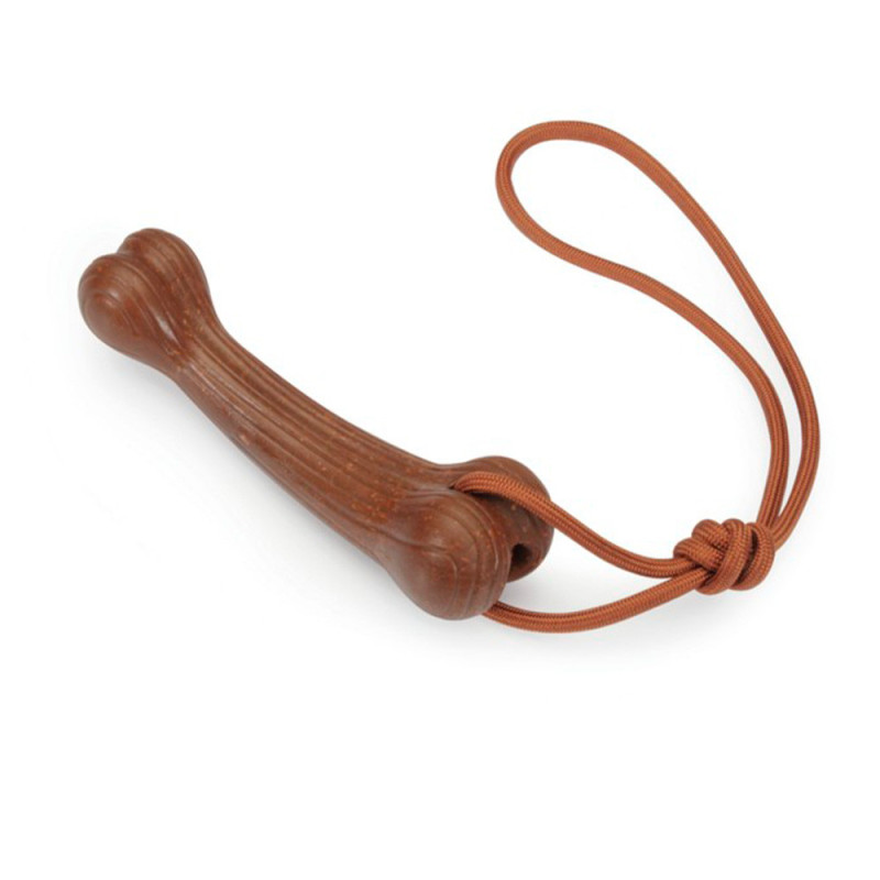 Іграшка для собак CAMON кісточка з бамбуку на мотузці, 12 см