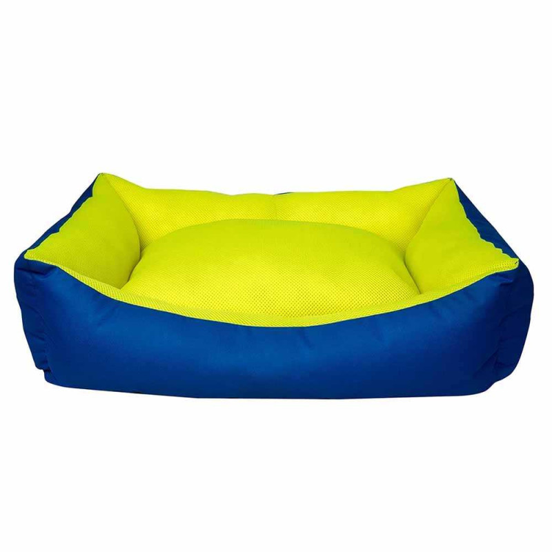 Диван Milord Dondurma прямокутний з бортиками для котів і собак, розмір М 62*44*22 см, колір синій/лимон (VR04//2261)