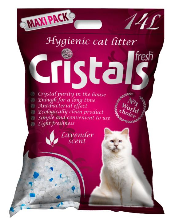 Кристал Фреш Cristals Fresh Lavander силікагелевий гігієнічний наповнювач з ароматом лаванди для котячого туалету, 14 л (CF662325)