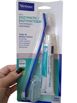 Ензиматик Вірбак Virbac C.E.T. Enzymatic набір для чищення зубів у собак, зубна паста (70 гр) + 2 зубні щітки