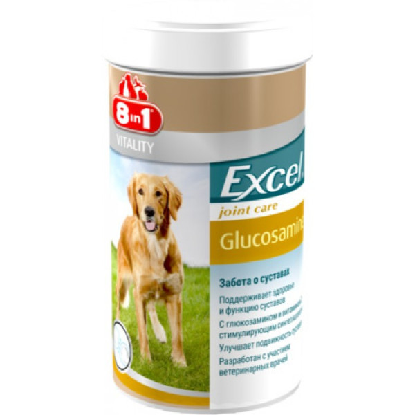 Вітаміни 8в1 Excel Glucosamine глюкозамін з вітаміном С для зміцнення суглобів собак, 110 таблеток