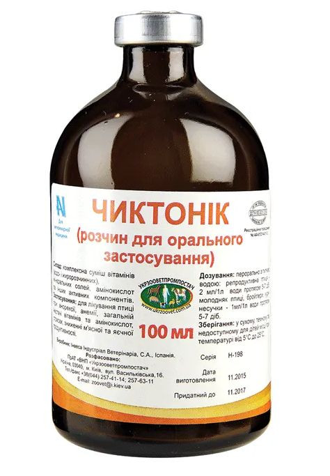 Чиктонік оральний комплексний вітамінно-амінокислотний препарат для свійської птиці, 100 мл