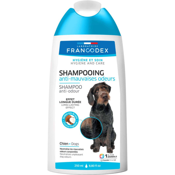 Шампунь Francodex Anti-odour Dog Shampoo з екстрактом лакриці для усунення неприємного запаху у собак, 250 мл