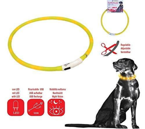 Нашийник силіконовий Croci LedCollar USB, що світиться, для собак, жовтий, 40 см (C5020255)