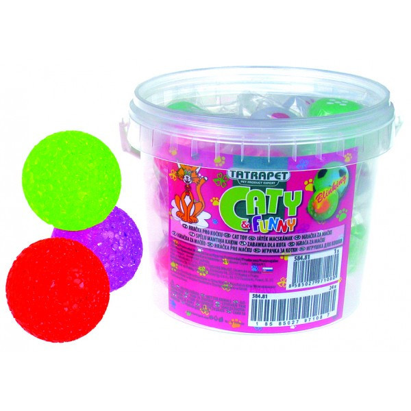 Іграшка для котів TETRAPET, м'ячик різнокольоровий, 3,5 см 18 шт/уп - відро