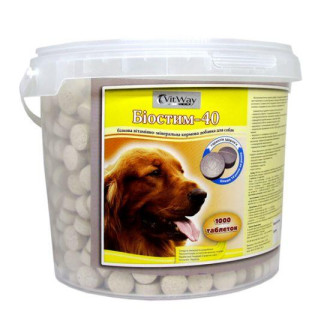 Біостим-40, білкова мінерально-вітамінна добавка для собак, 1000 пігулок