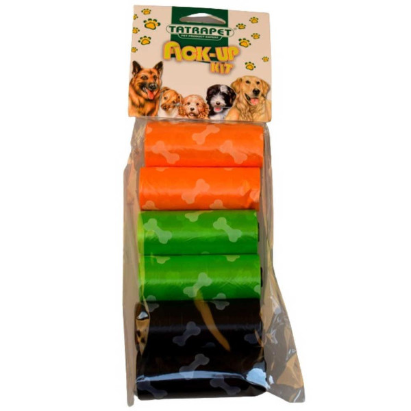 Пакети для фекалій TETRAPET з принтом кісточки, 6*15 пак