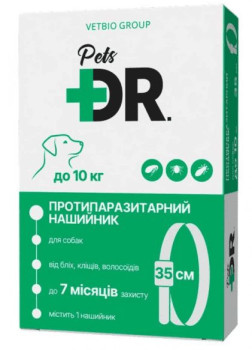 Доктор Петс Dr.Pets нашийник від бліх та кліщів для собак малих порід вагою до 10 кг, 35 см