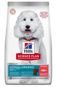 Хіллс Hill's SP Canine Adult Medium Hypoallergenic Salmon гіпоалергенний корм з лососем для собак 11-25 кг, 12 кг (607843)