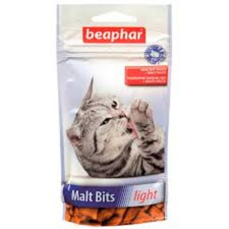 Beaphar Malt Bits Light ласощі з начинкою з мальт-пасти для виведення грудочок шерсті зі шлунка кішок, 75 подушечок