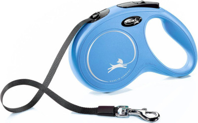 Повідець рулетка Flexi New Classic M, для собак вагою до 25 кг, стрічка 5 метрів, колір синій