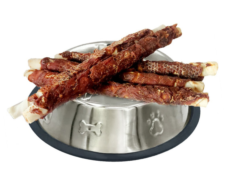 В'ялене м'ясо качки на пресованій кістці з сиром'ятної шкіри, 28 см, (≈5 шт), 500г, 20шт/ящ.