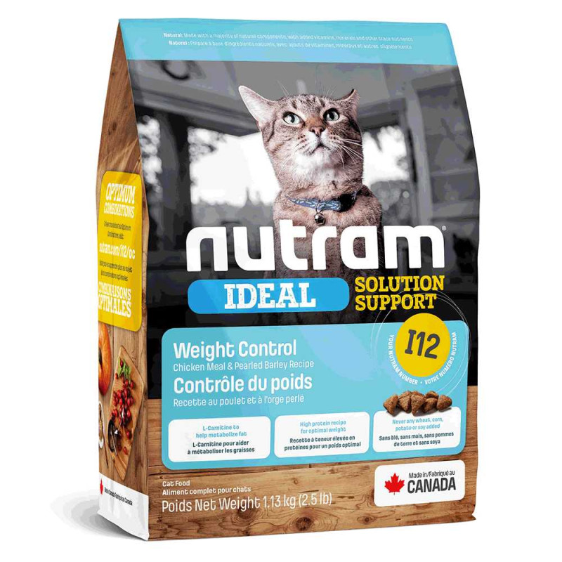 Нутрам I12 Nutram Ideal SS Weight Control корм холістик з куркою для котів з надмірною вагою, 1,13 кг (I12_(1,13kg)