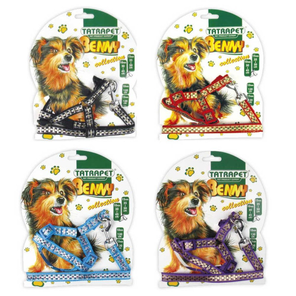 Набір TETRAPET шлея +повідець, нейлон Benny, 1,5х35-50/120см